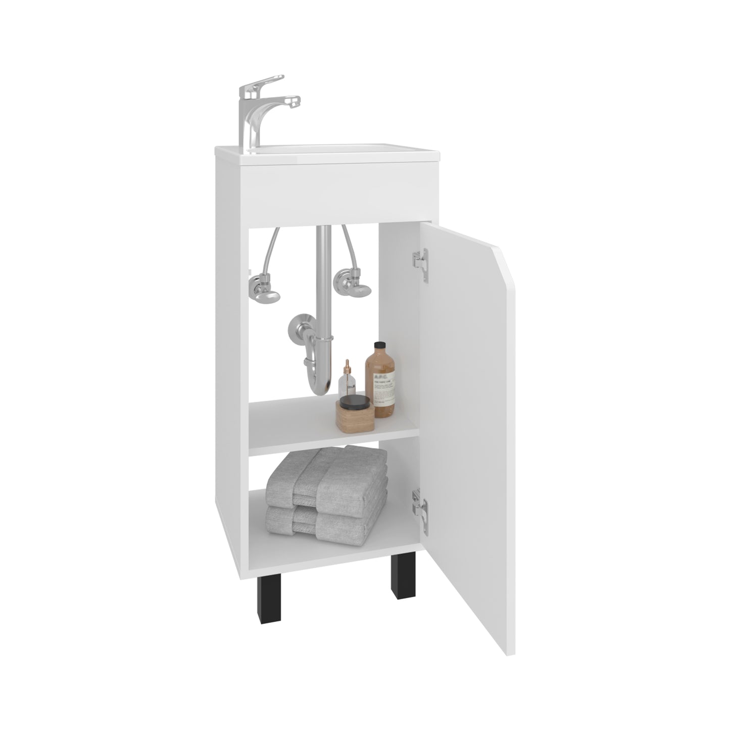 Free standing Vanity Bethel 15.7" Wide, Large Door with Two Shelves