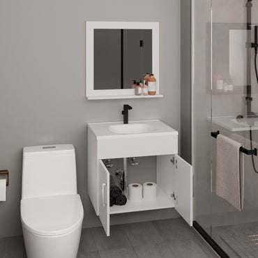Blake Bathroom Mirror Cabinet, Wall-Mounted Storage With Two Interior Shelves