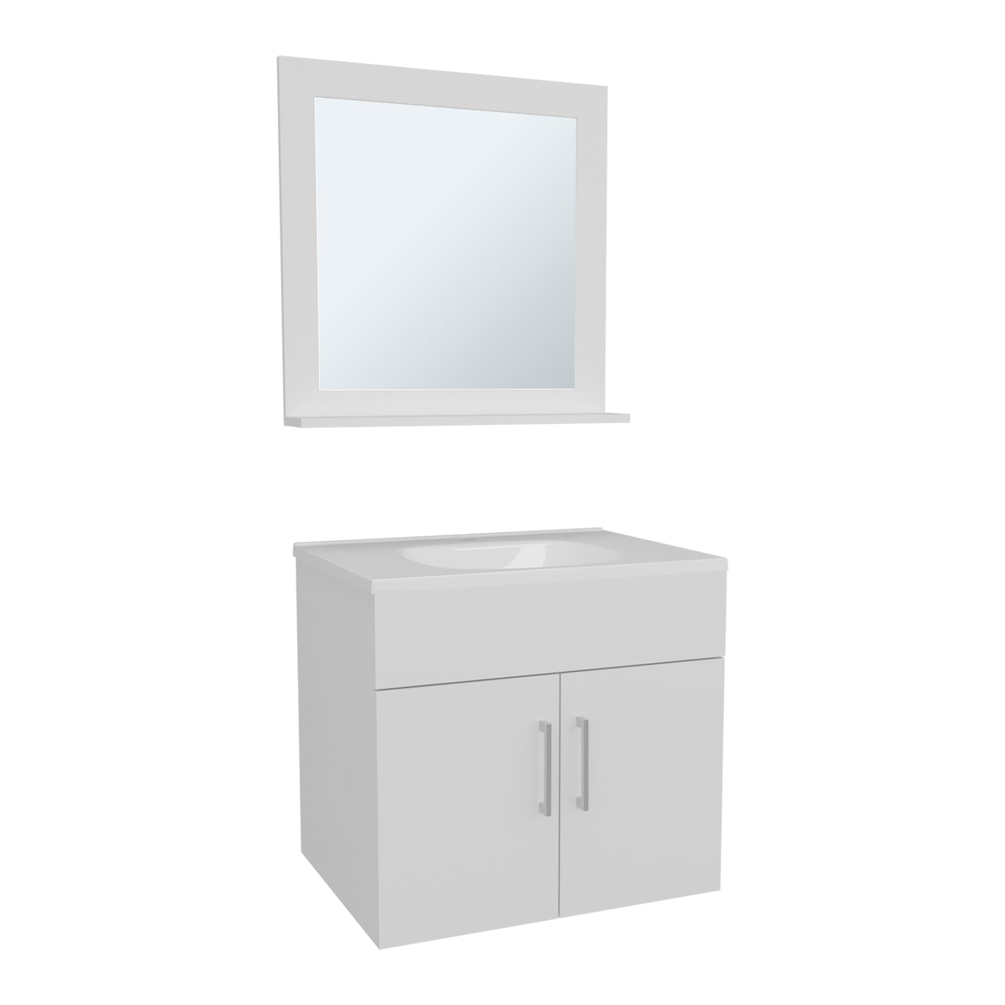 Blake Bathroom Mirror Cabinet, Wall-Mounted Storage With Two Interior Shelves