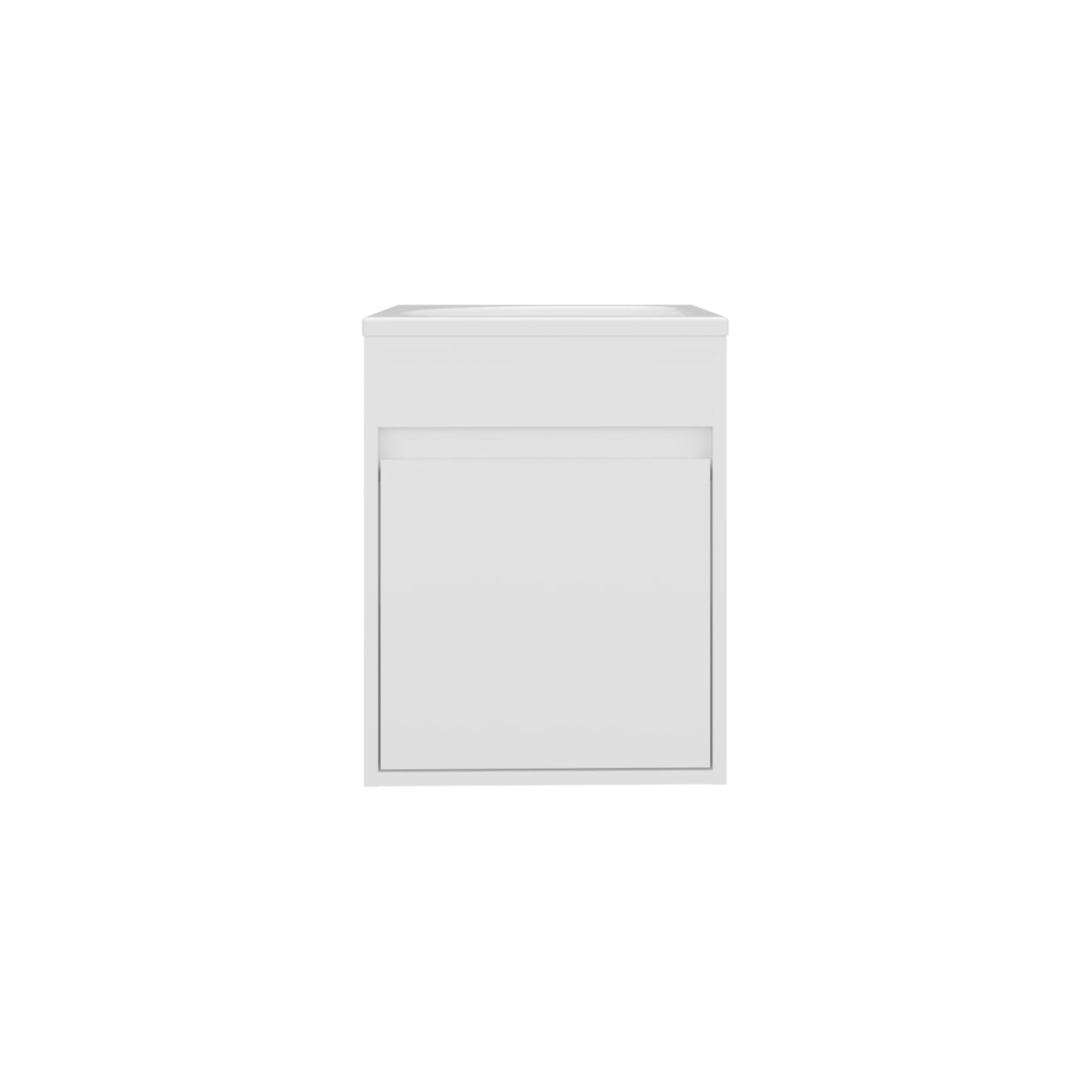 Furman Wide Floating Bathroom Vanity, Resin Sink Compact Wall-Mounted Design With One Door Cabinet