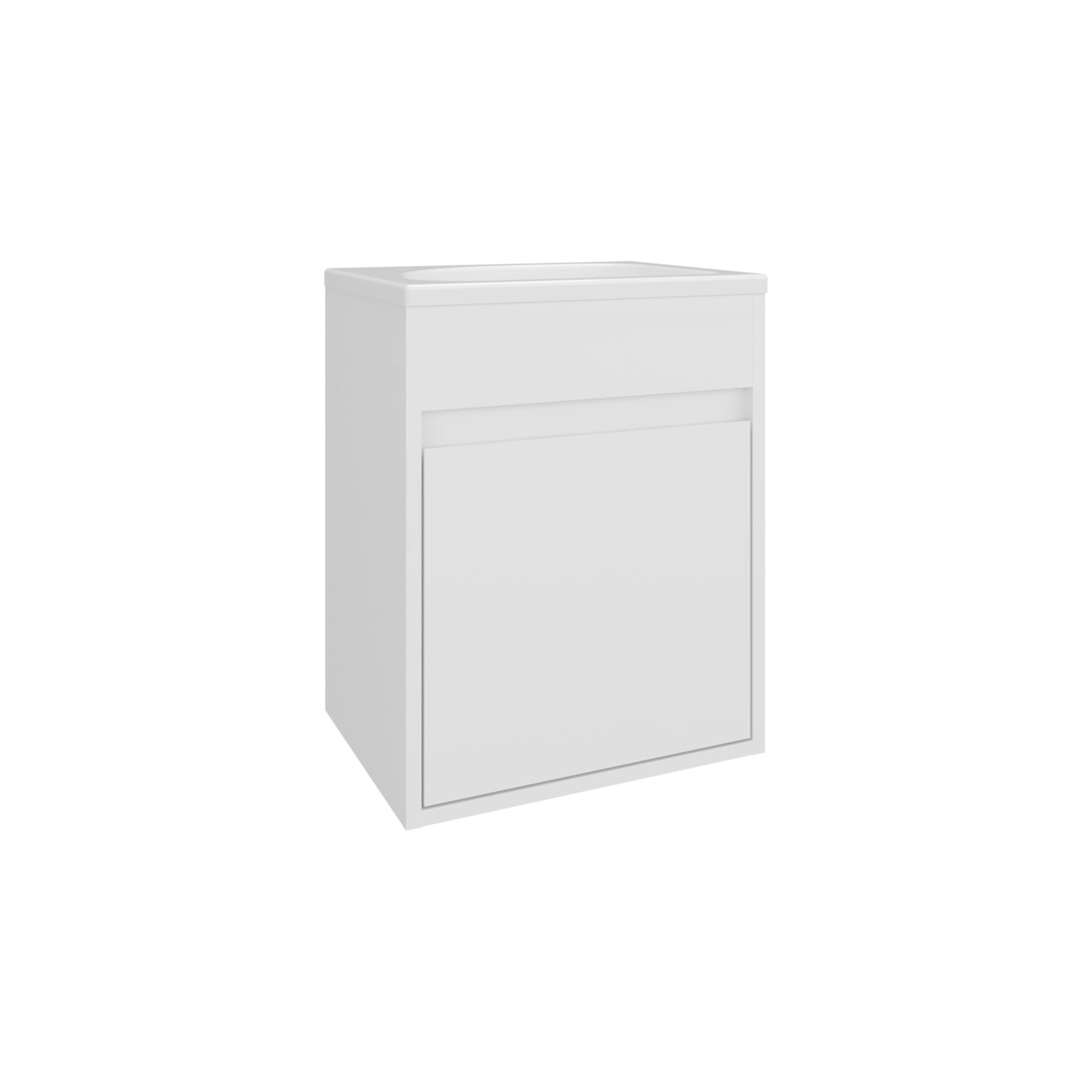 Furman Wide Floating Bathroom Vanity, Resin Sink Compact Wall-Mounted Design With One Door Cabinet