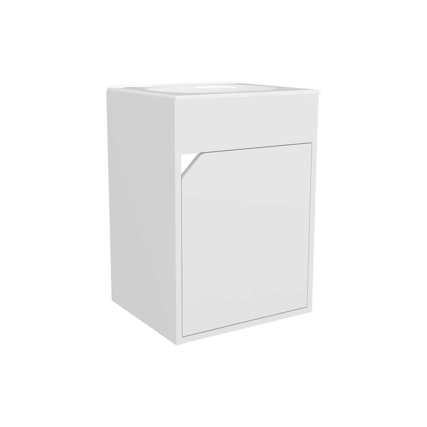 Bethel Floating Wide One-Door Vanity With Resin Sink And Two Shelves, Bathroom Storage