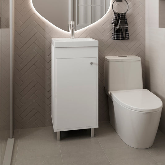 Rivera Freestanding Bathroom Vanity With One Door, Two Shelves, Sink Base Cabinet