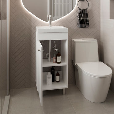 Rivera Freestanding Bathroom Vanity With One Door, Two Shelves, Sink Base Cabinet