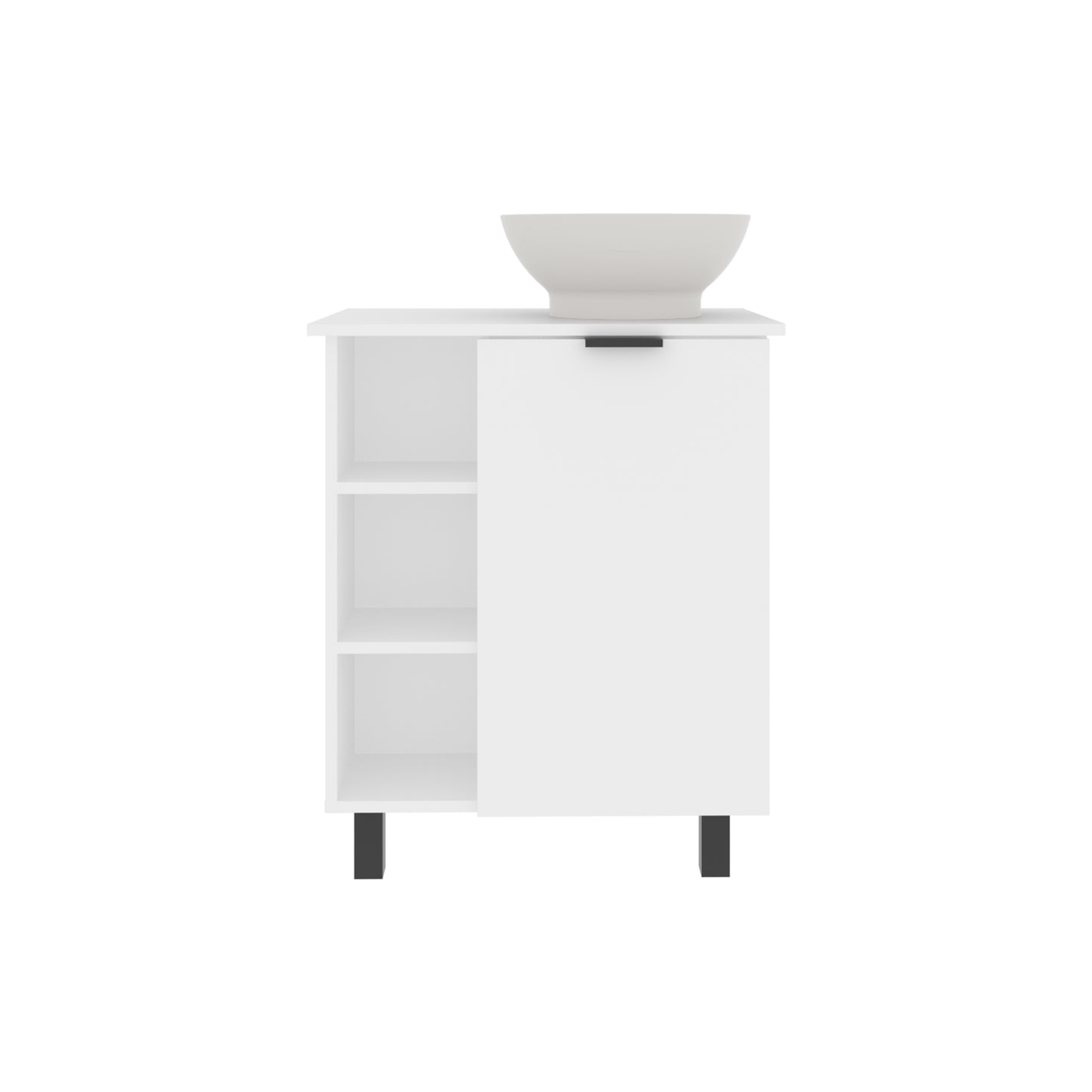 Allegra Floating Vessel Sink Bathroom Vanity, Double Doors, And Storage Shelf