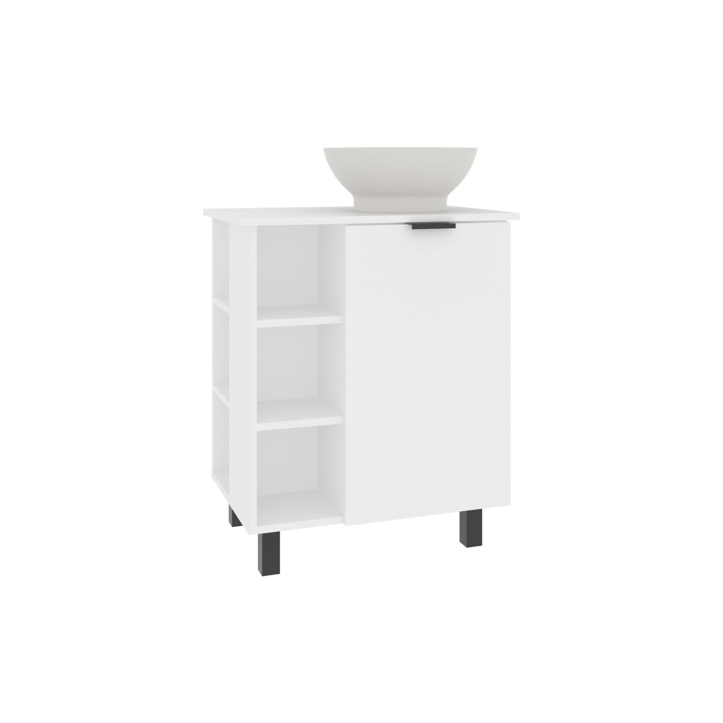 Allegra Floating Vessel Sink Bathroom Vanity, Double Doors, And Storage Shelf