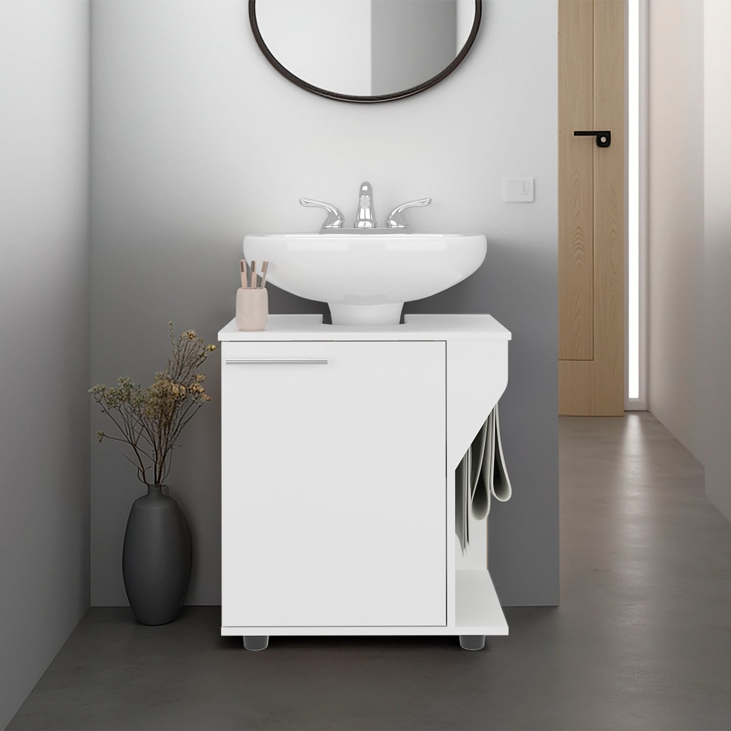 Phillips Under Sink Cabinet, Double Door Storage with Open Back for Pipes, Wide Unit, Freestanding Cabinet