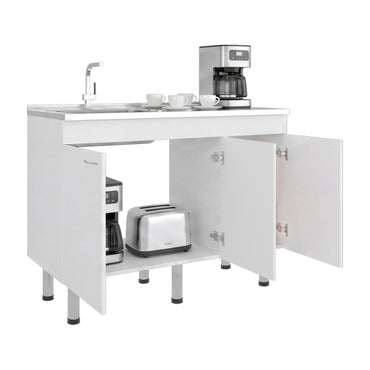 Oceana Base Utility Sink with Stainless Steel Sink and 3-Doo - White