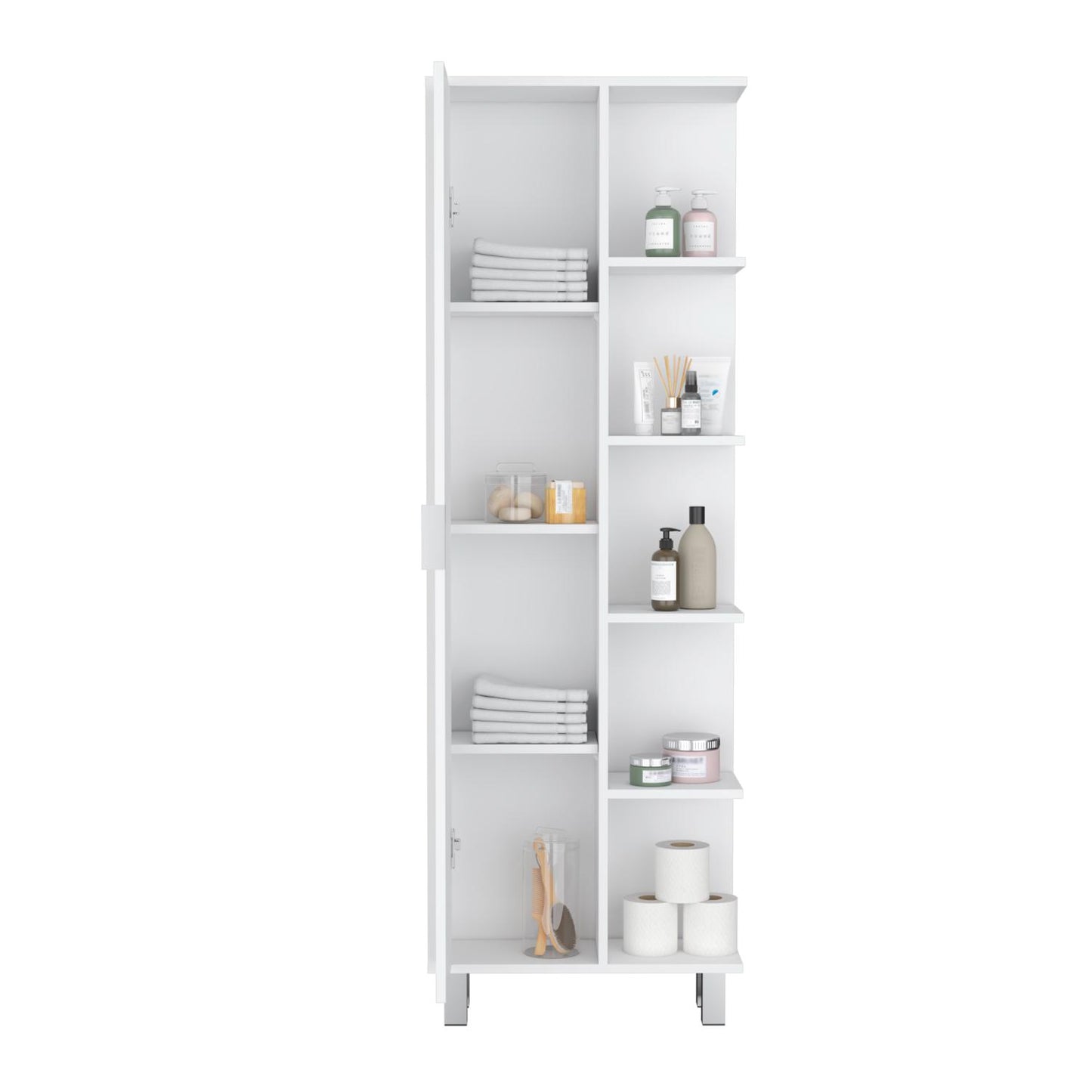 Crovie Linen 63-Inch High Bathroom Cabinet Storage Cabinet With Four Open Shelves