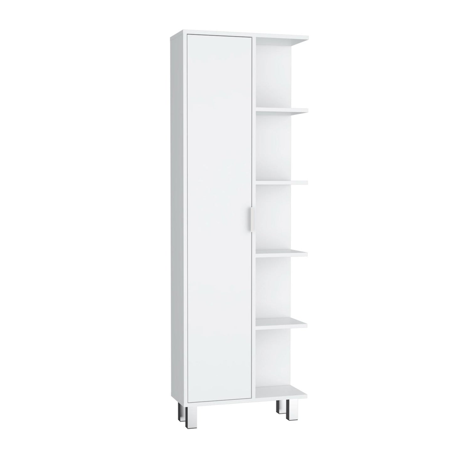 Crovie Linen 63-Inch High Bathroom Cabinet Storage Cabinet With Four Open Shelves
