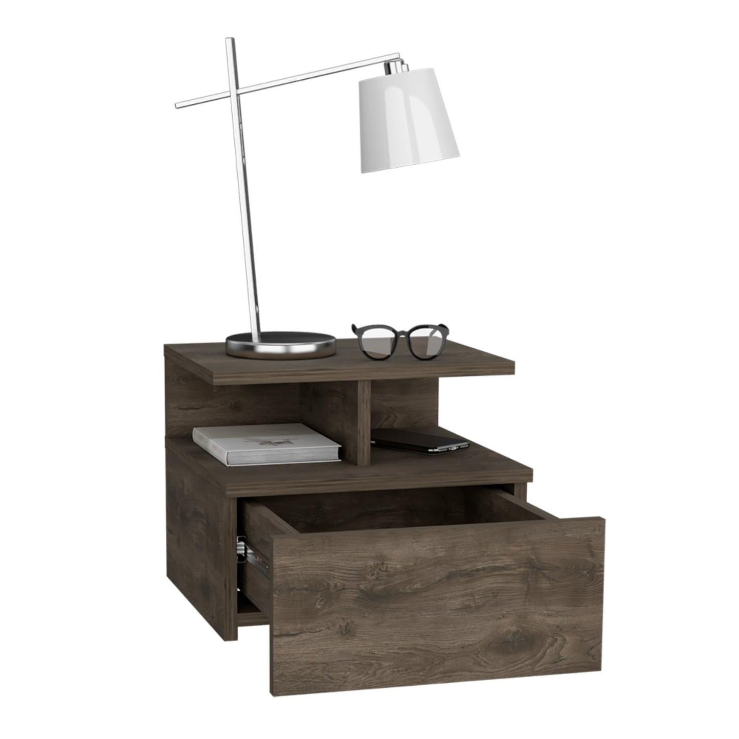 Adele Floating Nightstand, With One Drawer And Two Small Below Shelves For Storage or Decor