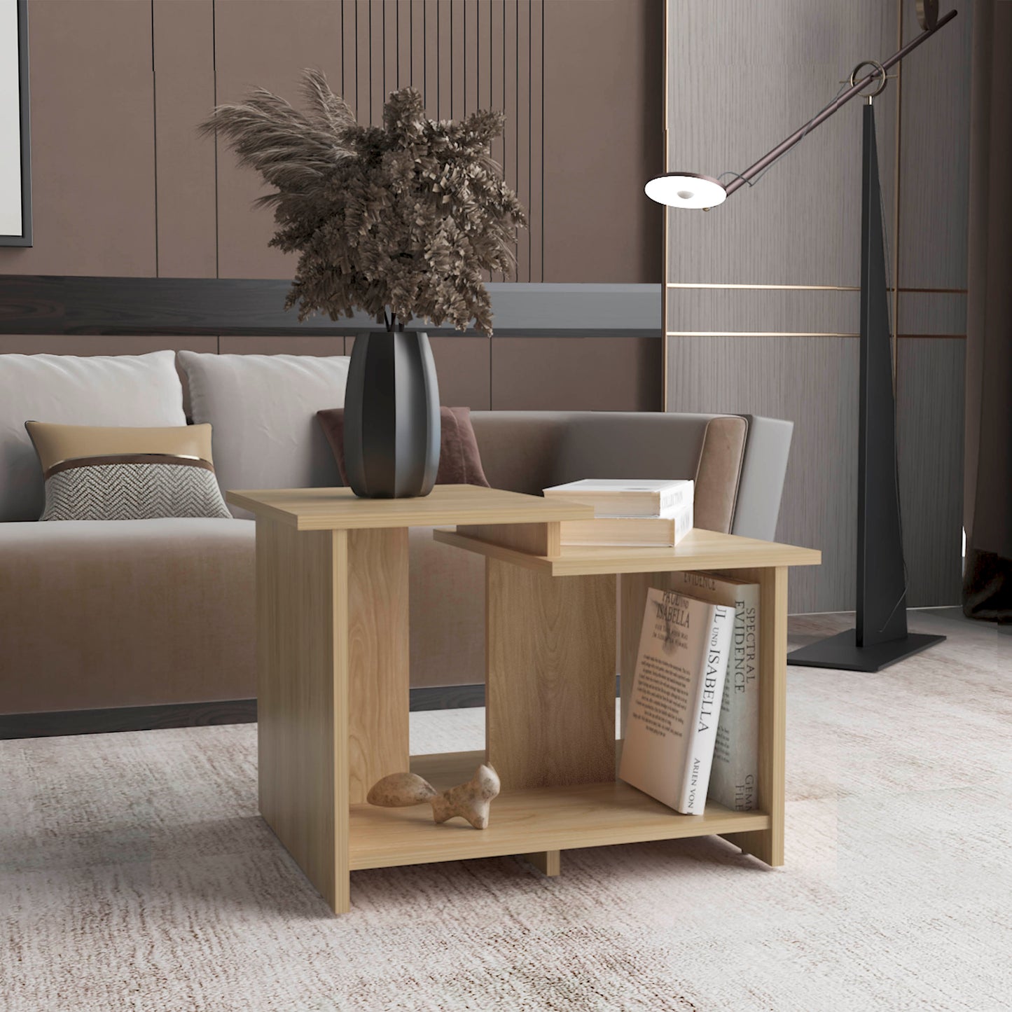 Weman 23.6" W  Coffee Table with Open Shelf Living Room, Home Office Storage