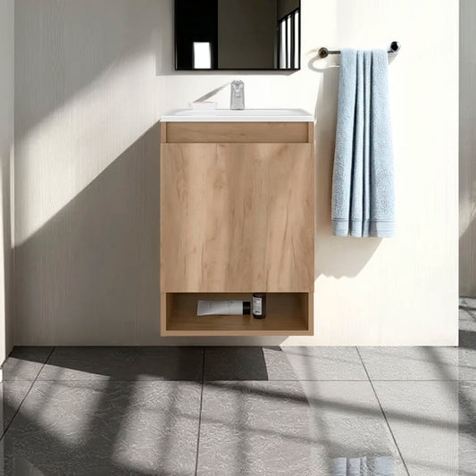 Nissi Floating, Wall-Mounted Vanity Bathroom Vanity With One Door Cabinet And Resin Sink Compact