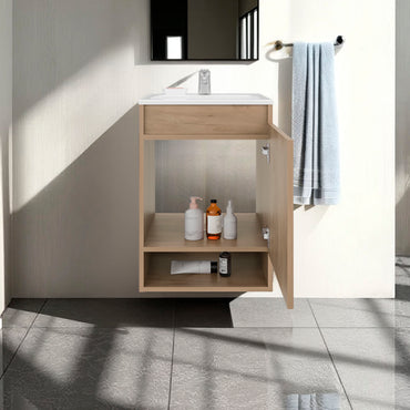 Nissi Floating, Wall-Mounted Vanity Bathroom Vanity With One Door Cabinet And Resin Sink Compact