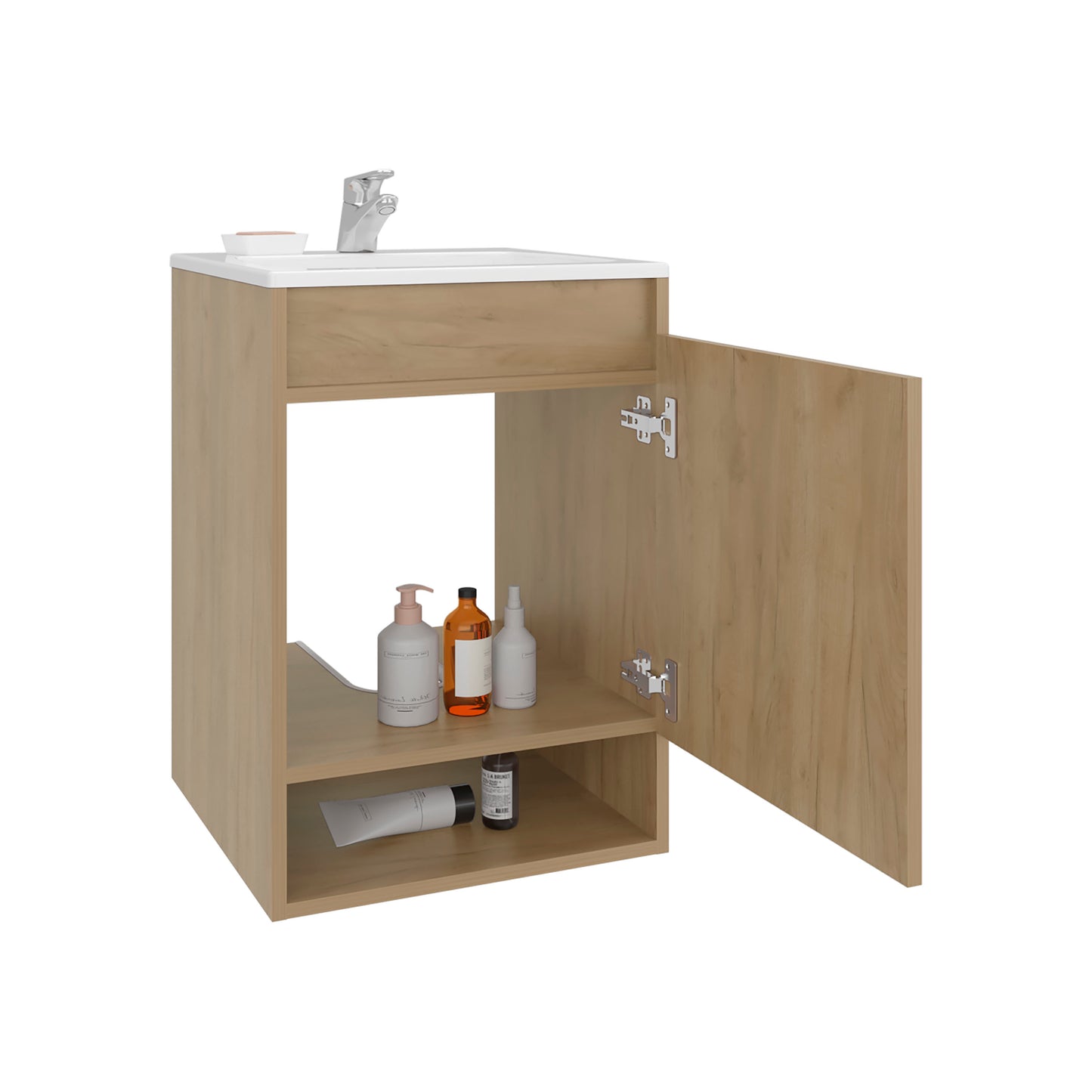 Nissi Floating, Wall-Mounted Vanity Bathroom Vanity With One Door Cabinet And Resin Sink Compact