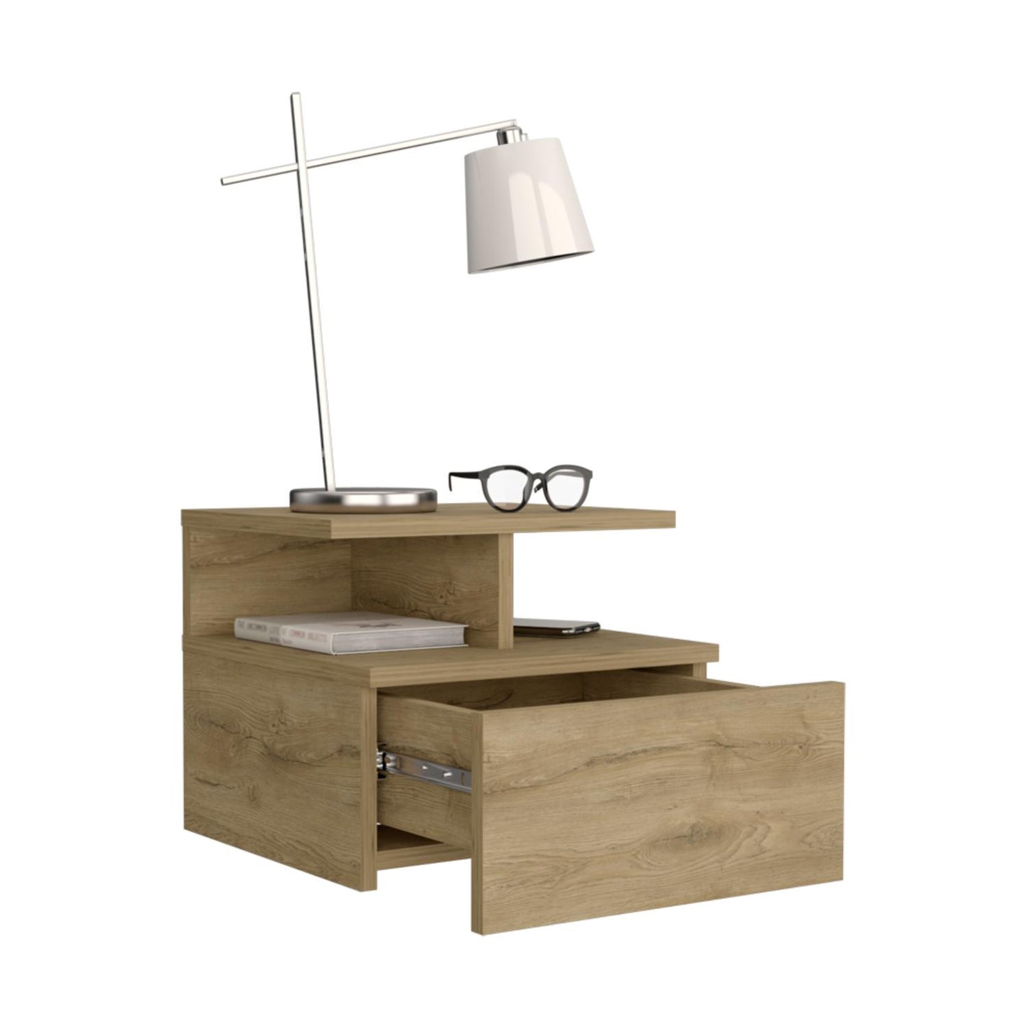 Adele Floating Nightstand, With One Drawer And Two Small Below Shelves For Storage or Decor