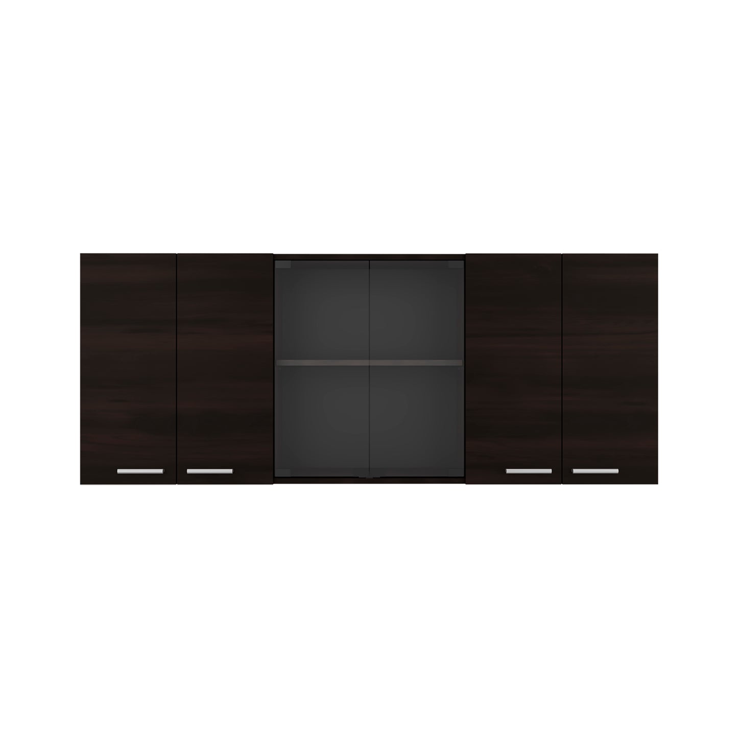 Tuhome Superior 150 Wall Cabinet with Glass, Four Interior Shelves, Two Double Doors, Built-in Dish Rack, Modern Design for Kitchen Storage and Organization