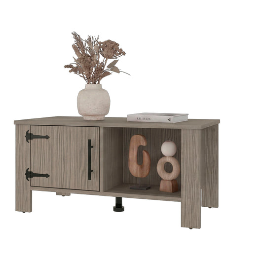 Freedom Rustic Farmhouse Coffee Table with One Door Storage Cabinet and Open Shelf