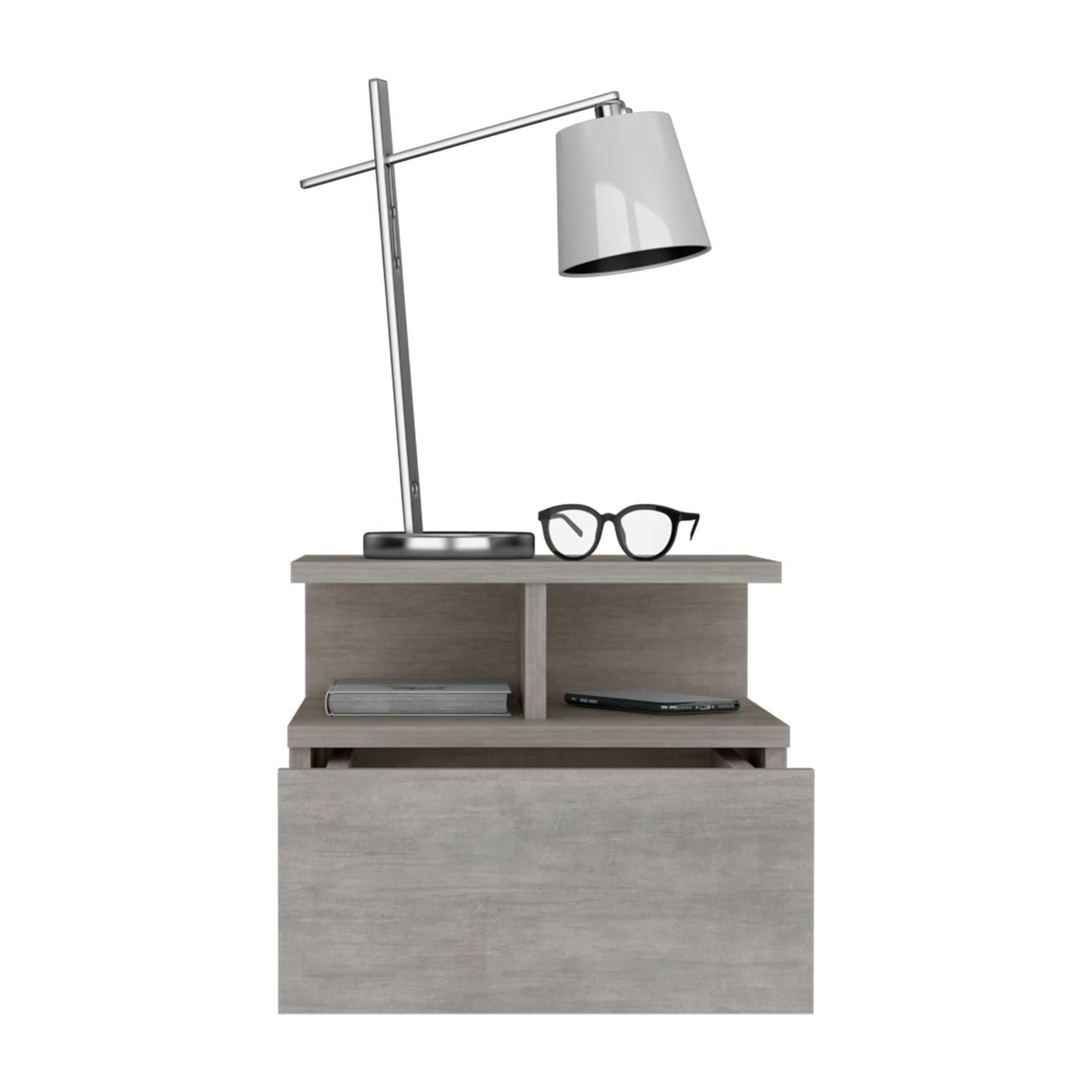 Adele Floating Nightstand, With One Drawer And Two Small Below Shelves For Storage or Decor
