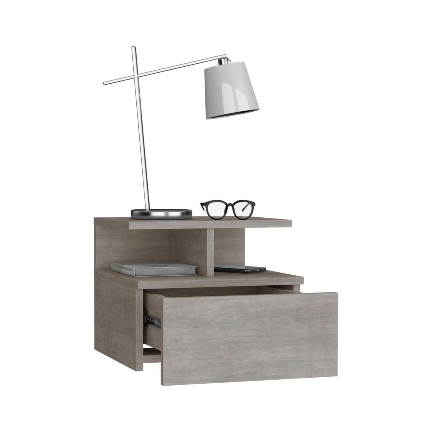 Adele Floating Nightstand, With One Drawer And Two Small Below Shelves For Storage or Decor