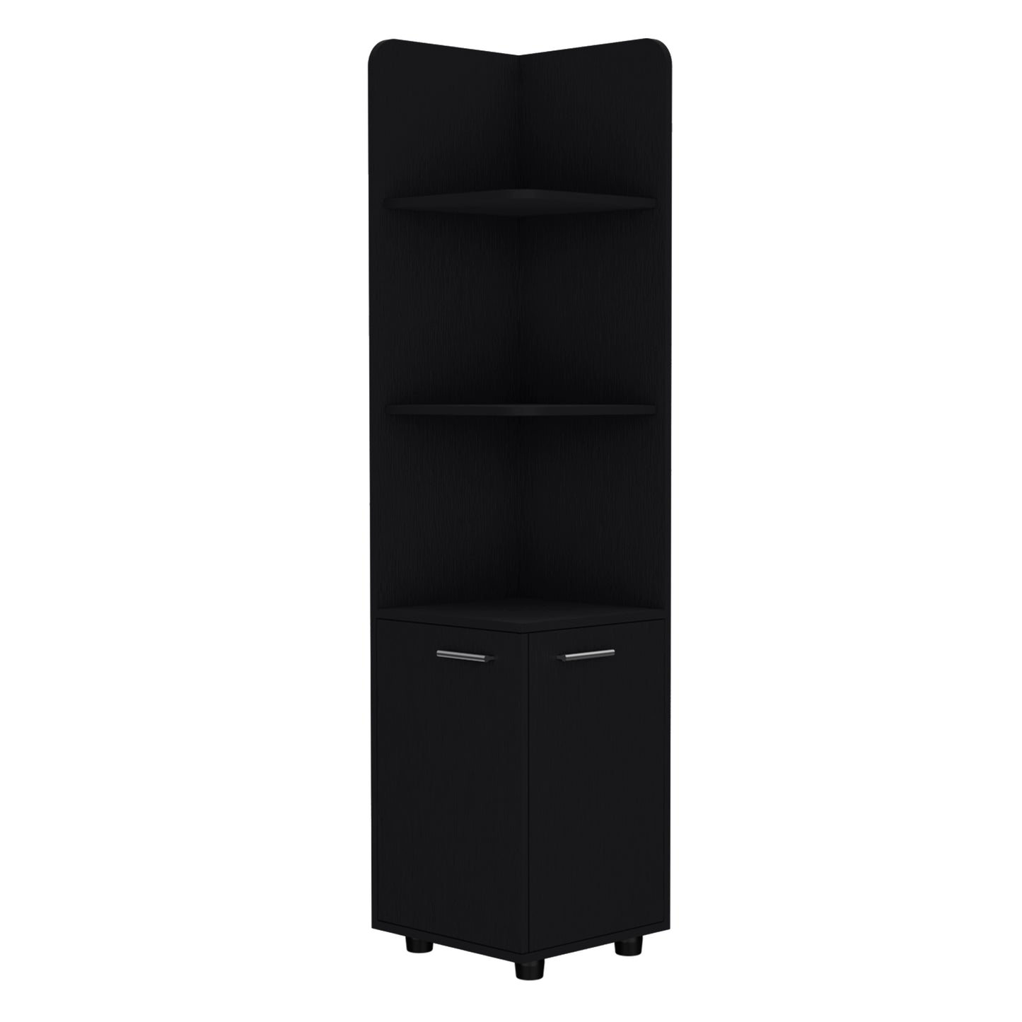 Malibu Freestanding Linen Cabinet, 2-Doors, Open Shelves