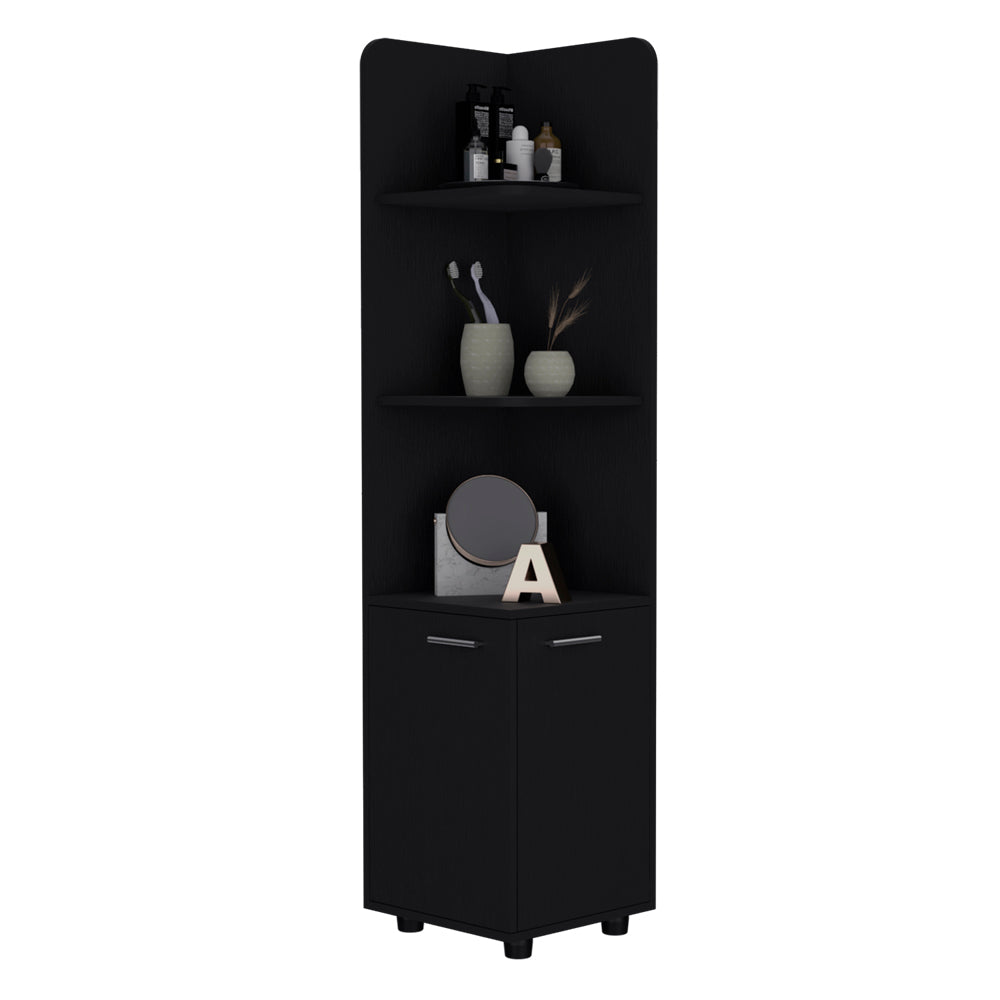 Malibu Freestanding Linen Cabinet, 2-Doors, Open Shelves