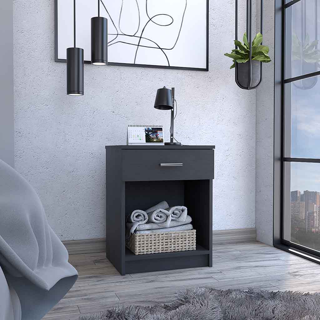 Eco Nightstand, Superior Top,  Single Drawer, Lower Shelf