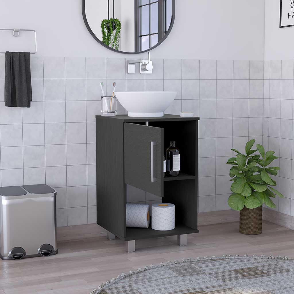 Gouda Single Bathroom Vanity, One Open Shelf, Single Door Cabinet