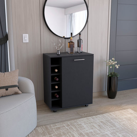 Wick Bar Cart with Cubby Shelving