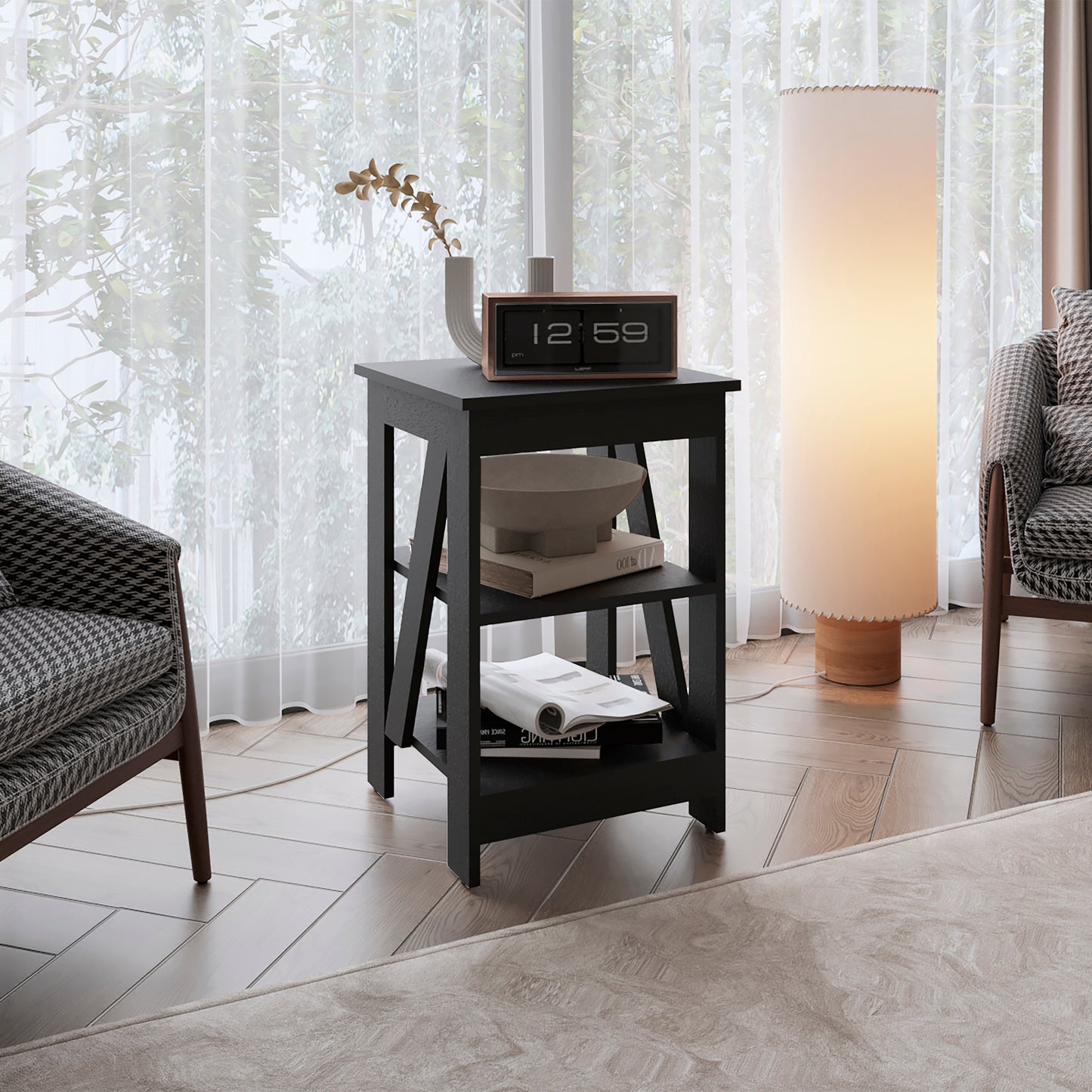 Taylor End Table, Side Table, Nightstand, 3-Tier Storage Shelf, Sofa Table for Small Space