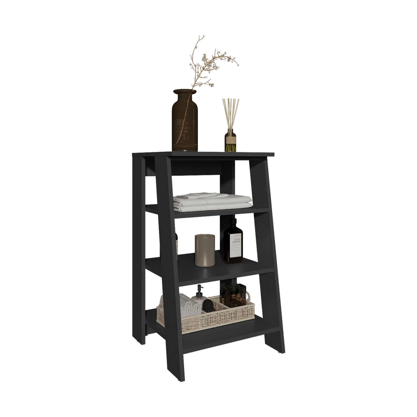 Bathbi Ladder Shelf Organizer for Bathroom, Side Table, Living room 30" High 4-Tier