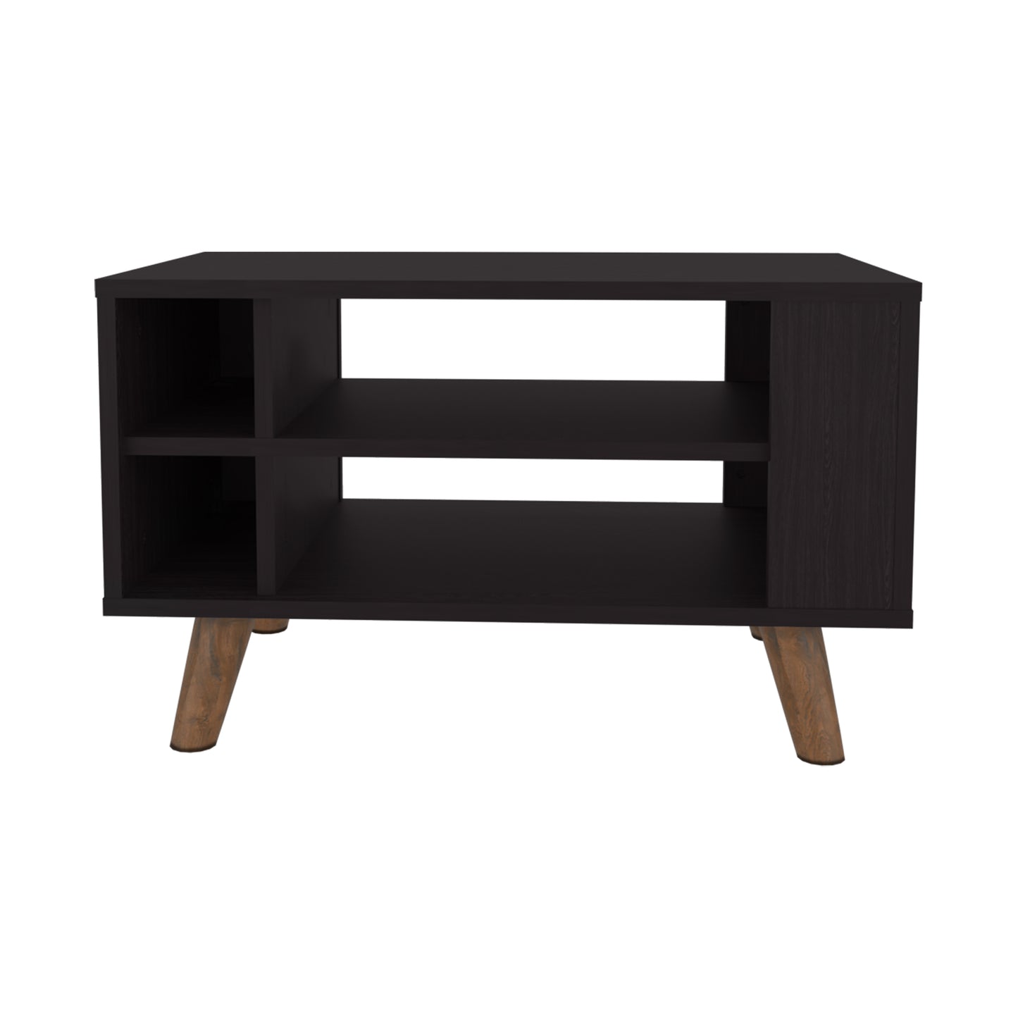 Lane Coffe Table With Open Storage Shelves And Wooden Legs