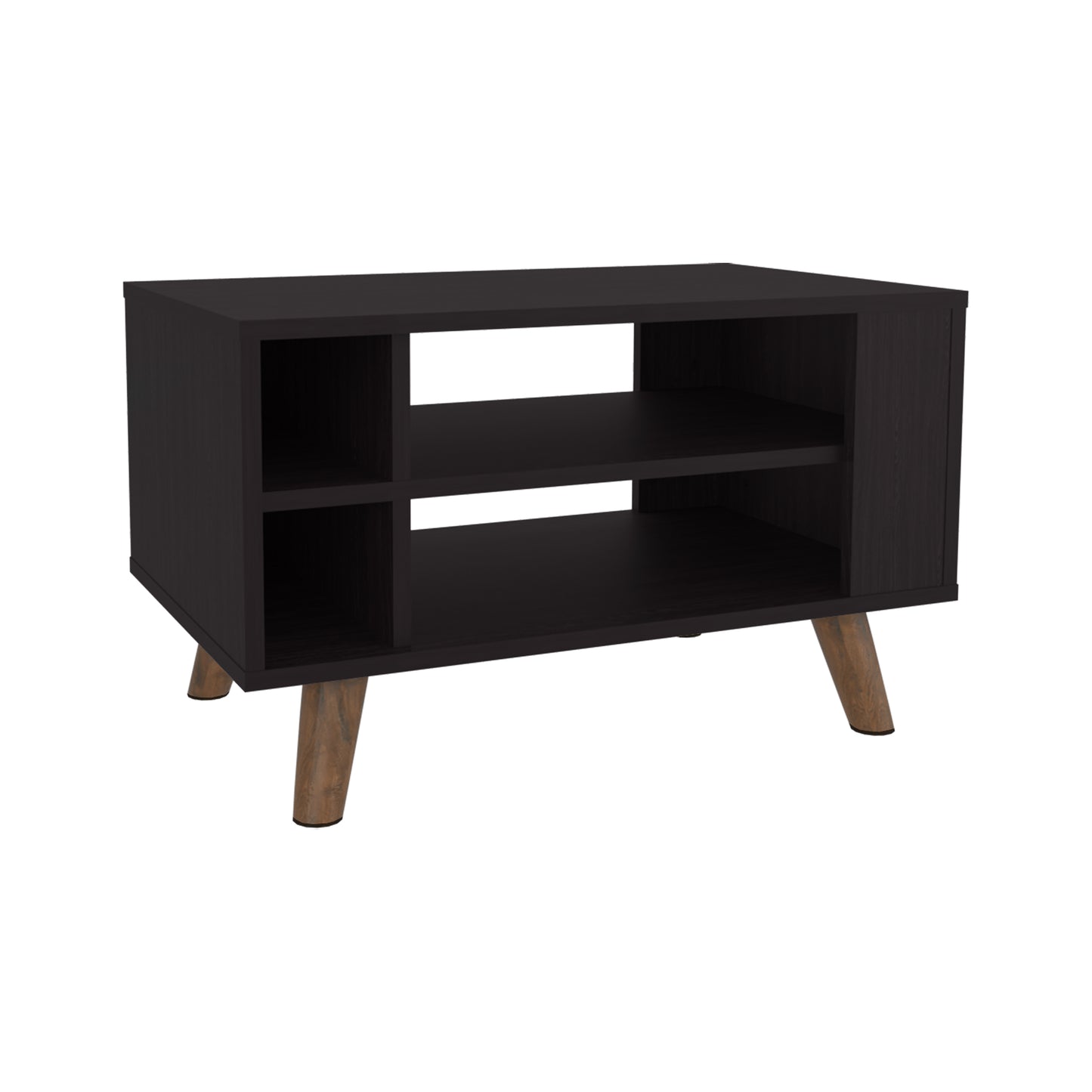 Lane Coffe Table With Open Storage Shelves And Wooden Legs