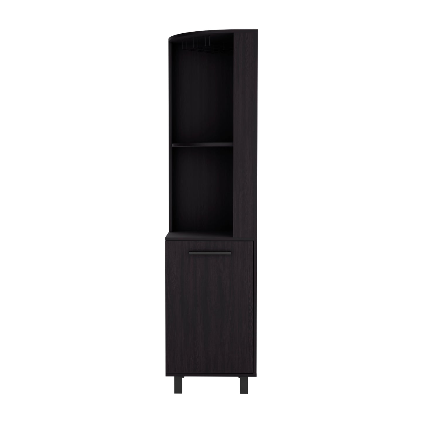 Kaia Corner Bar Cabinet with superior Glasses shelves and Cubby Shelving