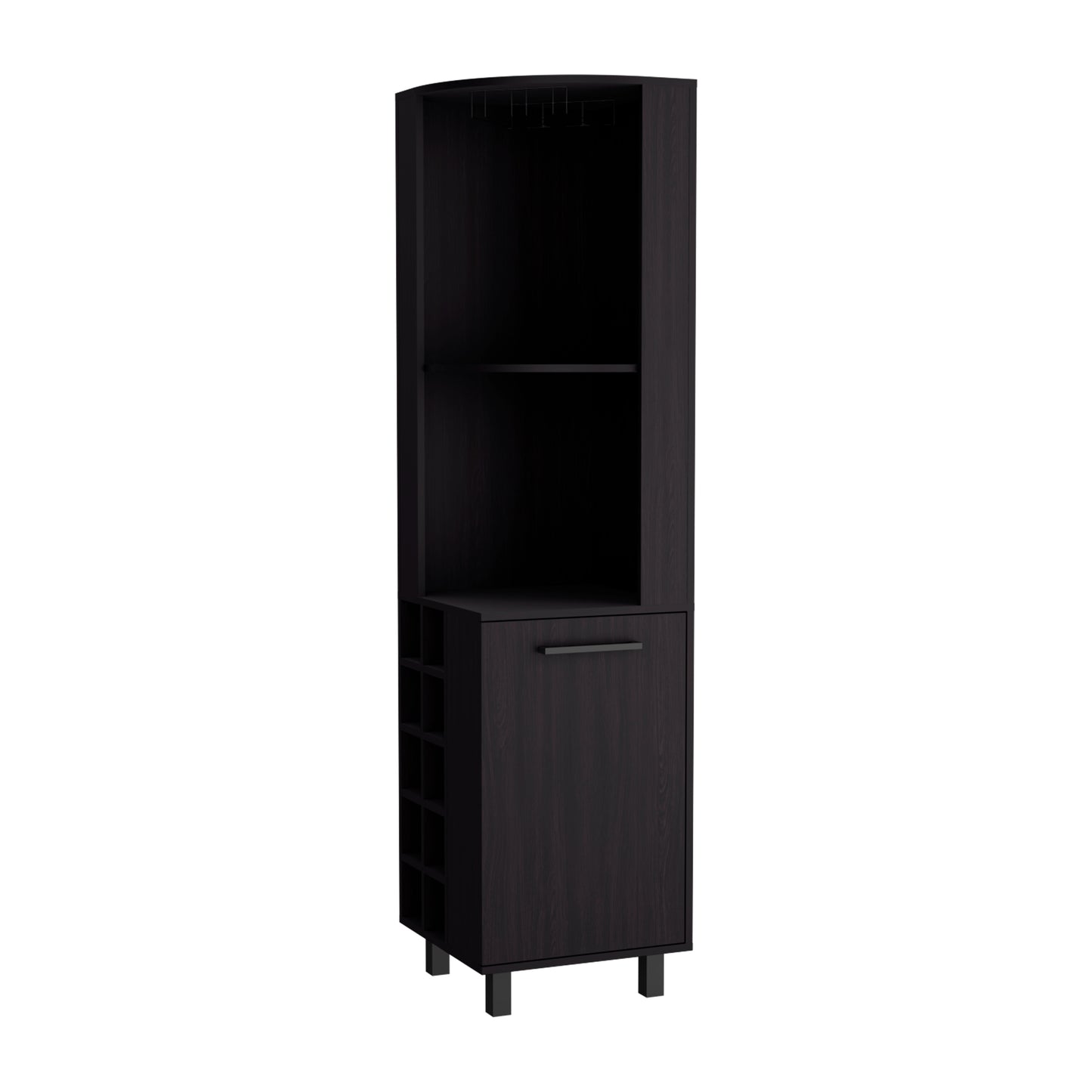 Kaia Corner Bar Cabinet with superior Glasses shelves and Cubby Shelving