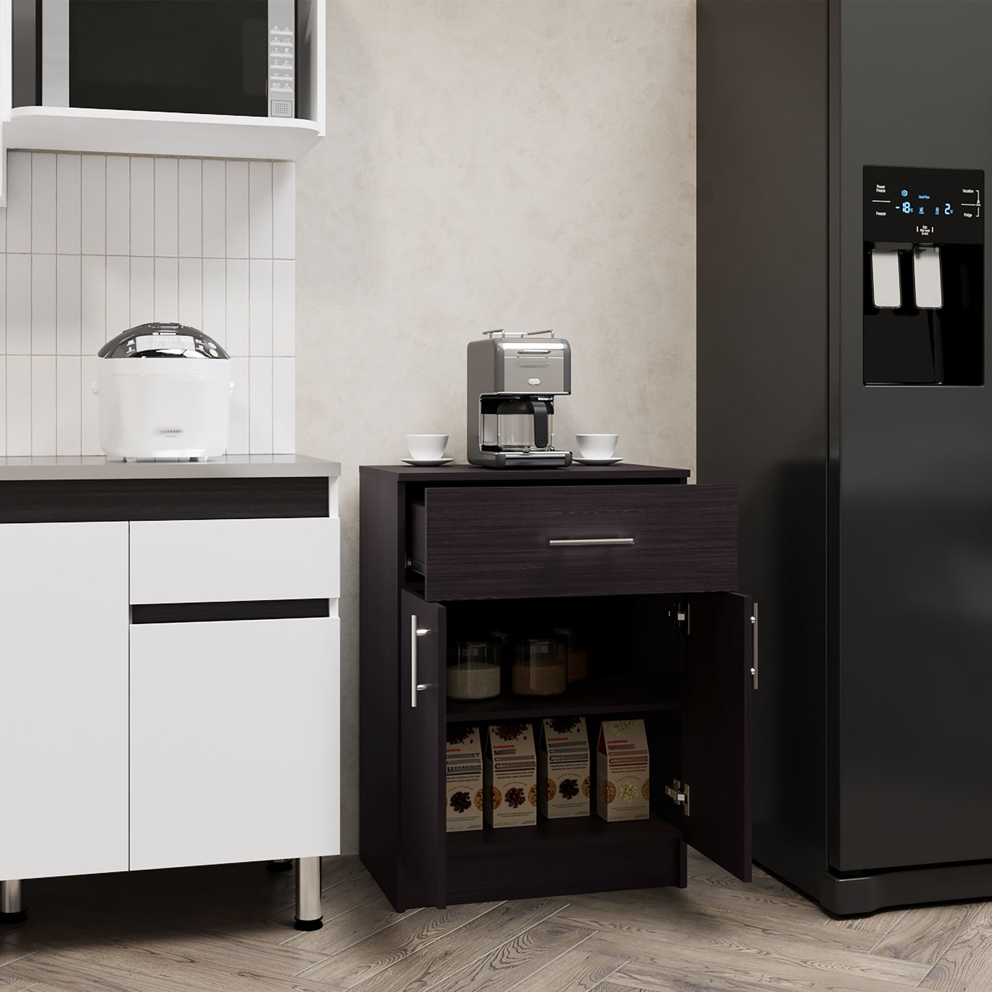 Mayorca Multistorage Pantry Cabinet, One Drawer, Two Interior Shelves