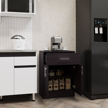 TUHOME Mayorca Multistorage Pantry Cabinet with One Drawer, Two Interior Shelves and Spacious Top Surface, Compact Kitchen Storage Organizer for Small Appliances, Supplies and Everyday Cooking Essentials