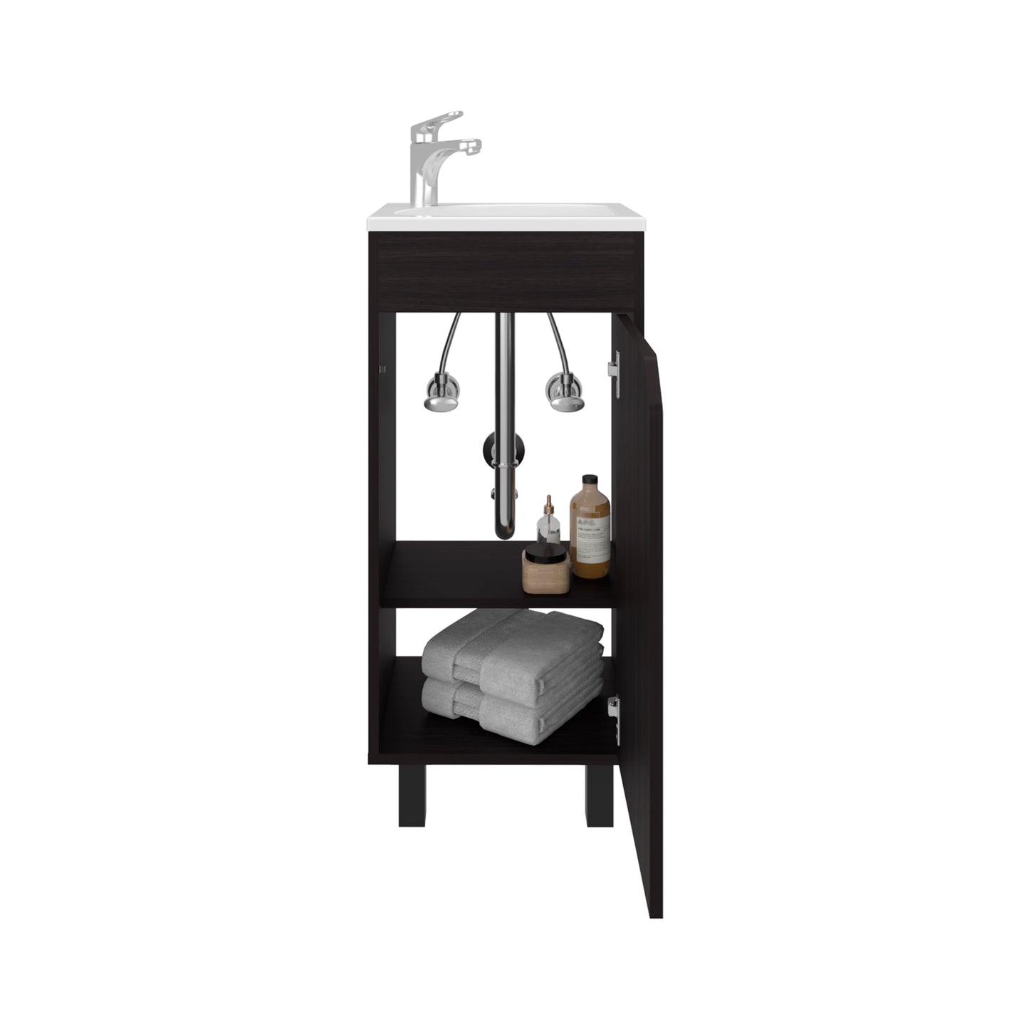 Free standing Vanity Bethel 15.7" Wide, Large Door with Two Shelves