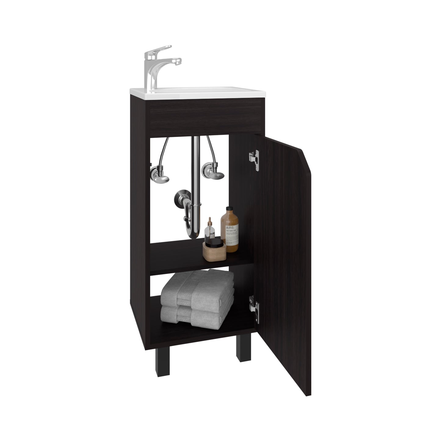 Free standing Vanity Bethel 15.7" Wide, Large Door with Two Shelves