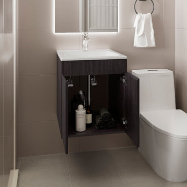 Meka Bathroom Vanity 45, with Two Doors, Rasin Sink, Wall Mounted Bathroom Storage