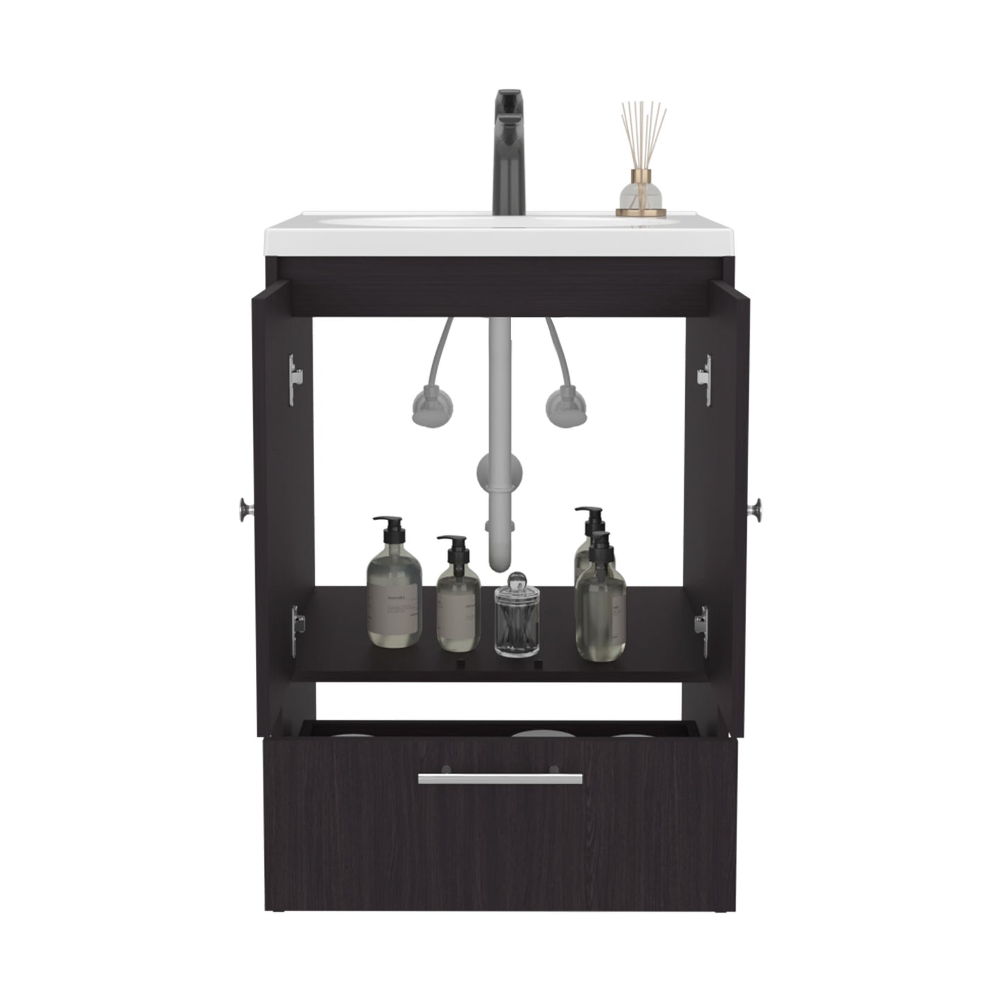 Madison Bathroom Freestanding Vanity, Two Doors And One Drawer, Modern Manufactured Wood Bathroom Storage Cabinet
