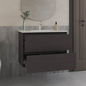 Opalo Bathroom Floating Wall-Mounted Cabinet, With Two Drawers, Vanity Storage
