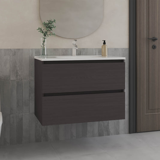 Opalo Bathroom Floating Wall-Mounted Cabinet, With Two Drawers, Vanity Storage