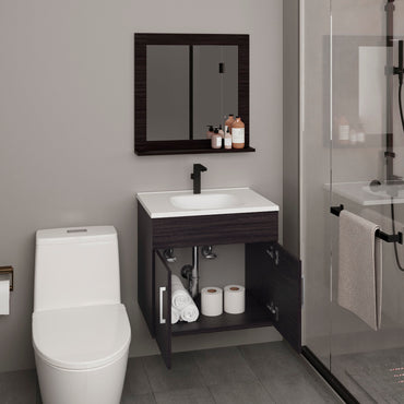Blake Bathroom Mirror Cabinet, Wall-Mounted Storage With Two Interior Shelves