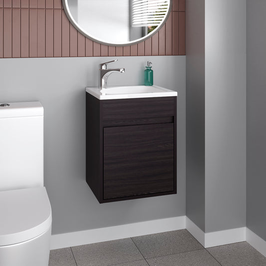 Furman Bathroom Vanity With Single Door And Open Shelf, Compact Freestanding Sink Base Cabinet
