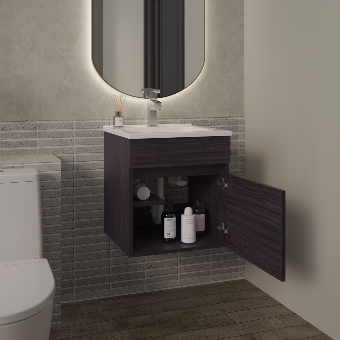 Floating Vanity Primavera 18" Wide, One Drawer with shelf