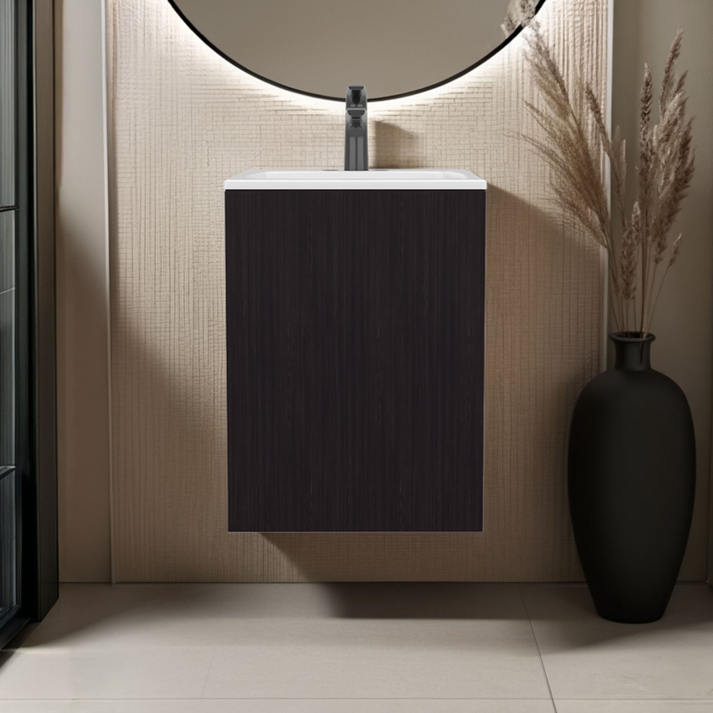 Colton Free Standing Bathroom Vanity With One Door Cabinet And Open Shelf, Modern Compact Sink Cabinet
