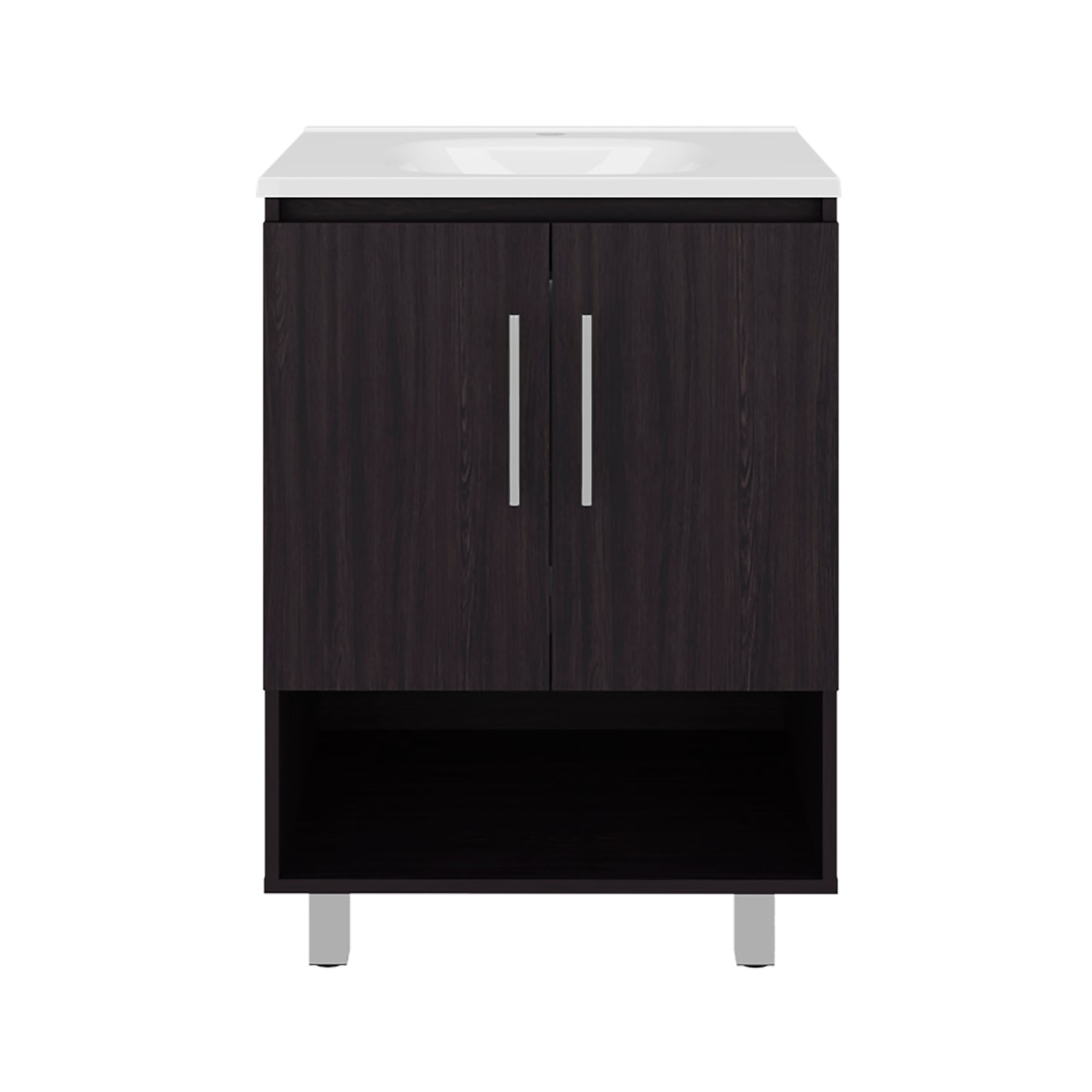 Conrad Free Standing Resin Sink Bathroom Vanity With One Door Cabinet, And Open Shelf