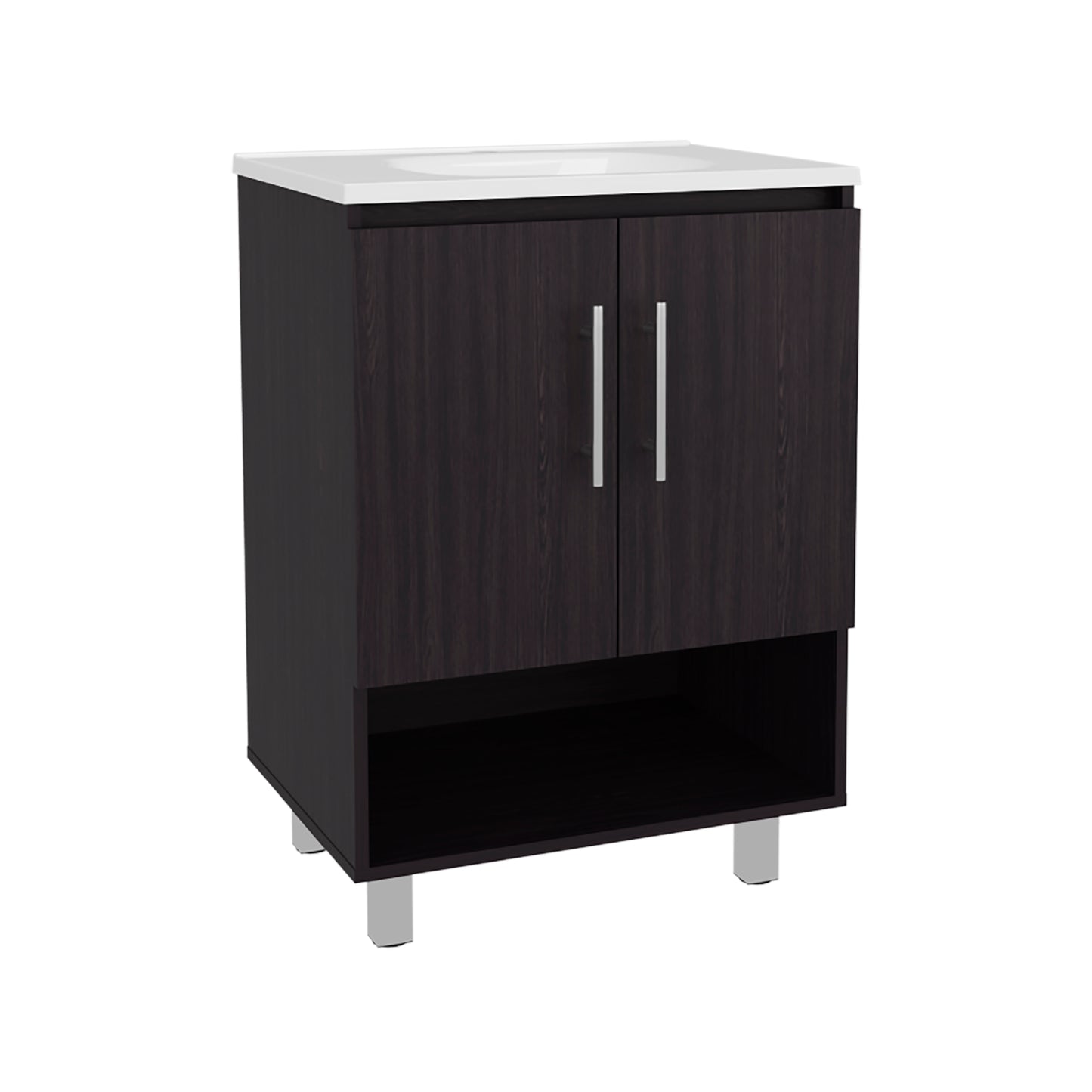 Conrad Free Standing Resin Sink Bathroom Vanity With One Door Cabinet, And Open Shelf