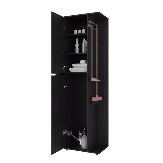 Austin Tall Freestanding Kitchen Pantry and Cabinet with Open Space for Microwaves or Coffee Station, One Superior Cabinet, One Low Storage Cabinet and Open Shelf